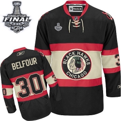 ED Belfour Reebok Chicago Blackhawks Premier Black New Third 2015 Stanley Cup Patch NHL Jersey