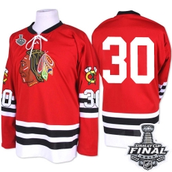 ED Belfour Mitchell and Ness Chicago Blackhawks Premier Red 1960-61 Throwback 2015 Stanley Cup Patch NHL Jersey