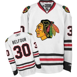 ED Belfour Reebok Chicago Blackhawks Premier White Away NHL Jersey