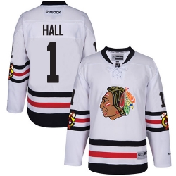 Glenn Hall Reebok Chicago Blackhawks Authentic White 2015 Winter Classic NHL Jersey