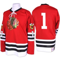 Glenn Hall Mitchell and Ness Chicago Blackhawks Authentic Red 1960-61 Throwback NHL Jersey