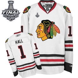 Glenn Hall Reebok Chicago Blackhawks Premier White Away 2015 Stanley Cup Patch NHL Jersey