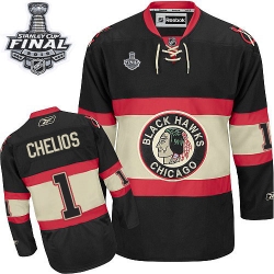 Glenn Hall Reebok Chicago Blackhawks Premier Black New Third 2015 Stanley Cup Patch NHL Jersey