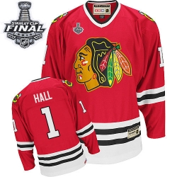 Glenn Hall CCM Chicago Blackhawks Premier Red Throwback 2015 Stanley Cup Patch NHL Jersey