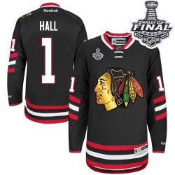 Glenn Hall Reebok Chicago Blackhawks Authentic Black 2014 Stadium Series 2015 Stanley Cup Patch NHL Jersey