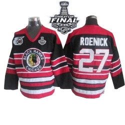 Jeremy Roenick CCM Chicago Blackhawks Premier Red/Black 75TH Patch Throwback 2015 Stanley Cup Patch NHL Jersey