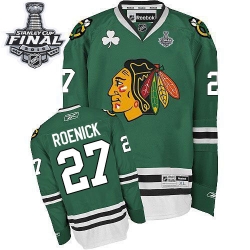 Jeremy Roenick Reebok Chicago Blackhawks Authentic Green 2015 Stanley Cup Patch NHL Jersey