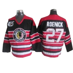 Jeremy Roenick CCM Chicago Blackhawks Authentic Red/Black 75TH Patch Throwback NHL Jersey