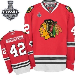 Joakim Nordstrom Reebok Chicago Blackhawks Premier Red Home 2015 Stanley Cup Patch NHL Jersey