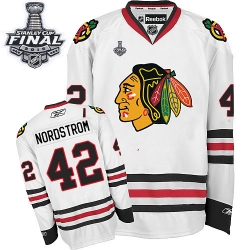 Joakim Nordstrom Reebok Chicago Blackhawks Premier White Away 2015 Stanley Cup Patch NHL Jersey