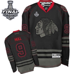 Bobby Hull Reebok Chicago Blackhawks Premier Black Ice 2015 Stanley Cup Patch NHL Jersey