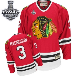 Keith Magnuson CCM Chicago Blackhawks Authentic Red Throwback 2015 Stanley Cup Patch NHL Jersey