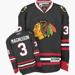 Keith Magnuson Reebok Chicago Blackhawks Authentic Black Third NHL Jersey