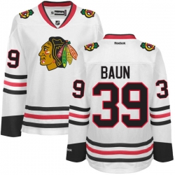 Kyle Baun Women's Reebok Chicago Blackhawks Premier White Away Jersey