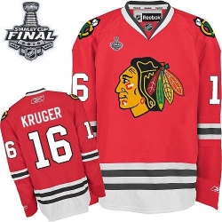 Marcus Kruger Reebok Chicago Blackhawks Authentic Red Home 2015 Stanley Cup Patch NHL Jersey