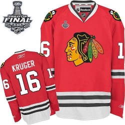 Marcus Kruger Reebok Chicago Blackhawks Premier Red Home 2015 Stanley Cup Patch NHL Jersey