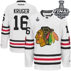 Marcus Kruger Reebok Chicago Blackhawks Authentic White 2015 Winter Classic 2015 Stanley Cup Patch NHL Jersey