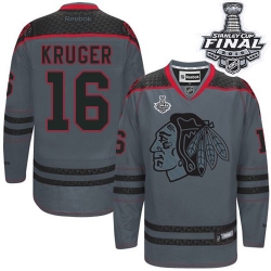 Marcus Kruger Reebok Chicago Blackhawks Authentic Charcoal Cross Check Fashion 2015 Stanley Cup Patch NHL Jersey