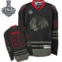 Marian Hossa Reebok Chicago Blackhawks Premier Black Ice 2015 Stanley Cup Patch NHL Jersey