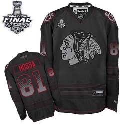 Marian Hossa Reebok Chicago Blackhawks Authentic Black Accelerator 2015 Stanley Cup Patch NHL Jersey