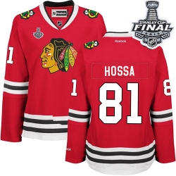 Marian Hossa Women's Reebok Chicago Blackhawks Authentic Red Home 2015 Stanley Cup Patch NHL Jersey