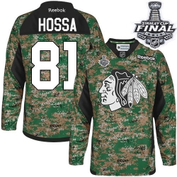 Marian Hossa Reebok Chicago Blackhawks Authentic Camo Veterans Day Practice 2015 Stanley Cup Patch NHL Jersey
