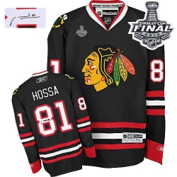 Marian Hossa Reebok Chicago Blackhawks Authentic Black Third Autographed 2015 Stanley Cup Patch NHL Jersey