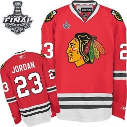 Michael Jordan Reebok Chicago Blackhawks Premier Red Home 2015 Stanley Cup Patch NHL Jersey