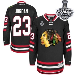 Michael Jordan Reebok Chicago Blackhawks Authentic Black 2014 Stadium Series 2015 Stanley Cup Patch NHL Jersey