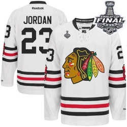 Michael Jordan Reebok Chicago Blackhawks Authentic White 2015 Winter Classic 2015 Stanley Cup Patch NHL Jersey