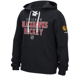 NHL Chicago Blackhawks Reebok Stitch Em Up Lace Hoodie - Black