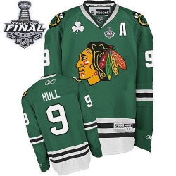 Bobby Hull Reebok Chicago Blackhawks Premier Green 2015 Stanley Cup Patch NHL Jersey