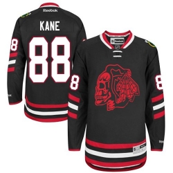 Patrick Kane Reebok Chicago Blackhawks Premier Black Red Skull 2014 Stadium Series NHL Jersey