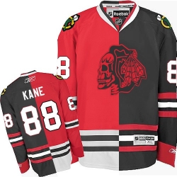 Patrick Kane Reebok Chicago Blackhawks Authentic Red/Black Red Skull Split Fashion NHL Jersey