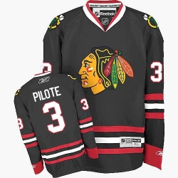 Pierre Pilote Reebok Chicago Blackhawks Authentic Black Third NHL Jersey