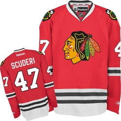 Rob Scuderi Reebok Chicago Blackhawks Authentic Red Home NHL Jersey