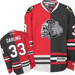 Scott Darling Reebok Chicago Blackhawks Authentic Red/Black Split Fashion Red Skull NHL Jersey
