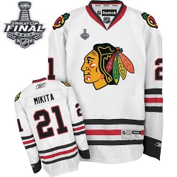 Stan Mikita Reebok Chicago Blackhawks Authentic White Away 2015 Stanley Cup Patch NHL Jersey