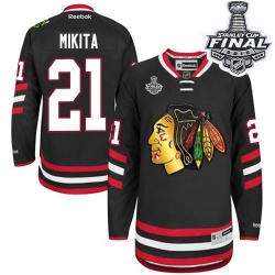 Stan Mikita Reebok Chicago Blackhawks Authentic Black 2014 Stadium Series 2015 Stanley Cup Patch NHL Jersey
