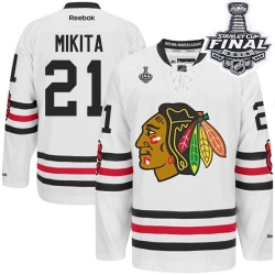 Stan Mikita Reebok Chicago Blackhawks Premier White 2015 Winter Classic 2015 Stanley Cup Patch NHL Jersey
