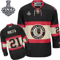 Stan Mikita Reebok Chicago Blackhawks Authentic Black New Third 2015 Stanley Cup Patch NHL Jersey