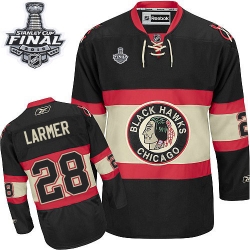 Steve Larmer Reebok Chicago Blackhawks Authentic Black New Third 2015 Stanley Cup Patch NHL Jersey