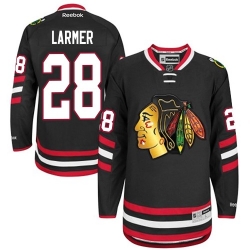 Steve Larmer Reebok Chicago Blackhawks Authentic Black 2014 Stadium Series NHL Jersey