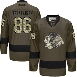 Teuvo Teravainen Reebok Chicago Blackhawks Authentic Green Salute to Service NHL Jersey