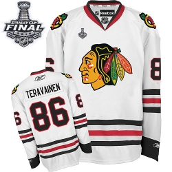 Teuvo Teravainen Youth Reebok Chicago Blackhawks Authentic White Away 2015 Stanley Cup Patch NHL Jersey