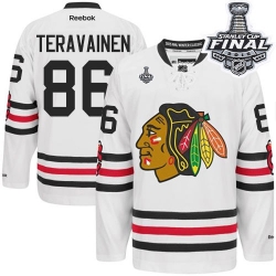 Teuvo Teravainen Reebok Chicago Blackhawks Authentic White 2015 Winter Classic 2015 Stanley Cup Patch NHL Jersey