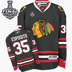 Tony Esposito Reebok Chicago Blackhawks Authentic Black Third 2015 Stanley Cup Patch NHL Jersey