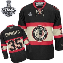 Tony Esposito Reebok Chicago Blackhawks Premier Black New Third 2015 Stanley Cup Patch NHL Jersey
