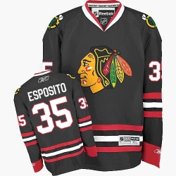Tony Esposito Reebok Chicago Blackhawks Authentic Black Third NHL Jersey