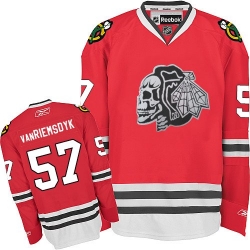 Trevor Van Riemsdyk Reebok Chicago Blackhawks Authentic White Red Skull NHL Jersey